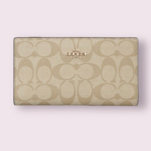 Coach Handbags - Coach Slim Snap Closure Wallet In Signature Canvas. NWOT
